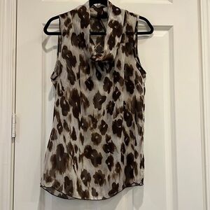 Renee C. Brown and Cream Sleeveless Blouse